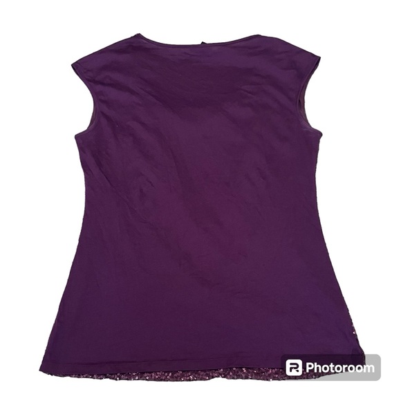 Ann Taylor size large women’s purple sequin scoop neck sleeveless top - Picture 2 of 10